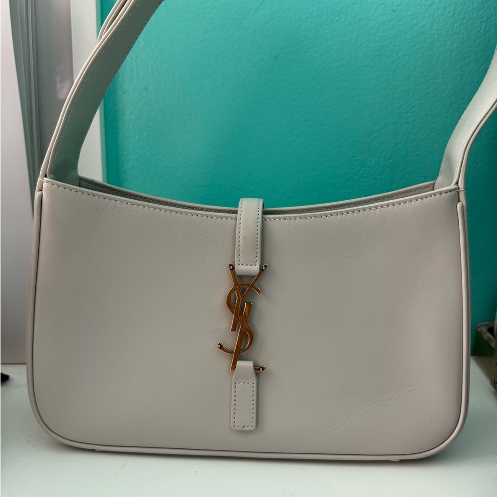 Yves Saint Laurent Cream Shoulder Bag with Gold Accent